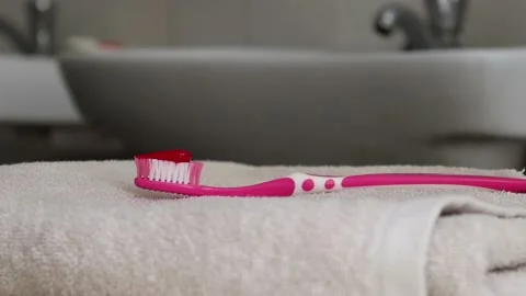 Toothbrush and toothpaste. Stock Footage 154162158
