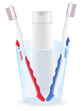 Toothbrush and toothpaste in a glass vector illustration Illustrazione stock