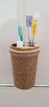 Toothbrush and toothpaste holder Stock Photos