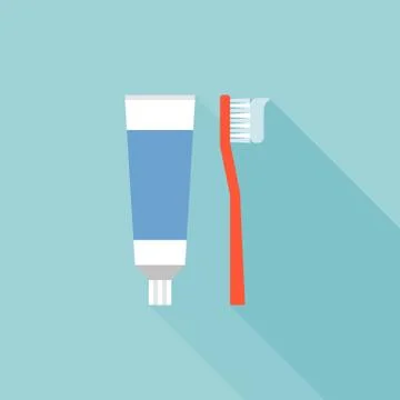 Toothbrush and toothpaste icon, flat design vector Ilustración de archivo