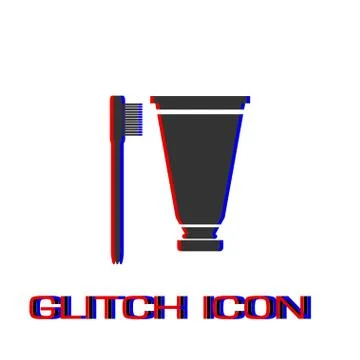 Toothbrush and Toothpaste icon flat. Stock Illustration