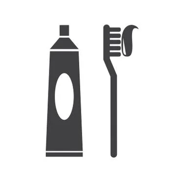 Toothbrush and toothpaste icon Stock Illustration