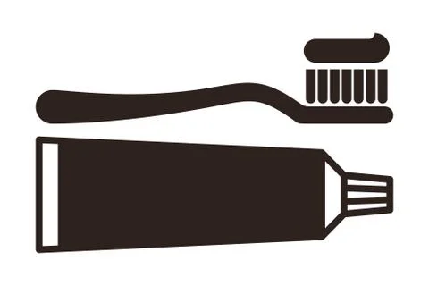 Toothbrush and toothpaste icon Stock Illustration