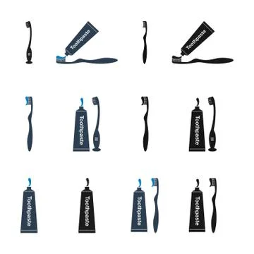 Toothbrush and toothpaste icon set. Flat style vector EPS. イラスト素材