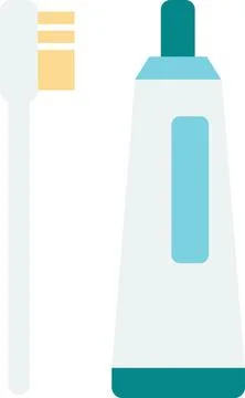 Toothbrush and toothpaste illustration in minimal style Illustrazione stock