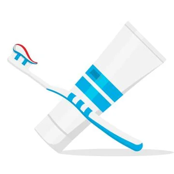 Toothbrush and toothpaste isolated on white background. Vector illustration. Ilustración de archivo