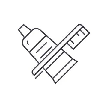 Toothbrush and toothpaste line icon concept. Toothbrush and toothpaste vector Ilustración de archivo