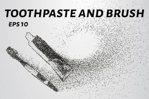 Toothbrush and toothpaste particles. Toothbrush and toothpaste consists of .. Stock Illustration