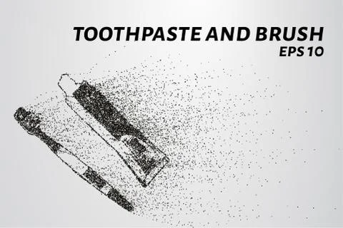 Toothbrush and toothpaste particles. Toothbrush and toothpaste consists of .. Stock Illustration