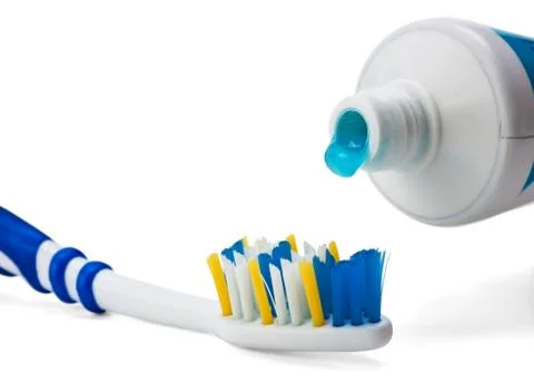 Toothbrush and toothpaste Foto stock