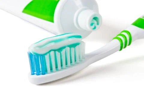 Toothbrush and toothpaste Stock Photos
