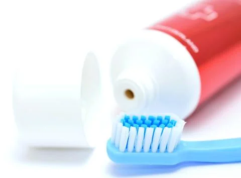 Toothbrush and toothpaste 스톡 사진