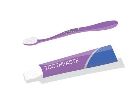 Toothbrush and toothpaste set Stock Illustration