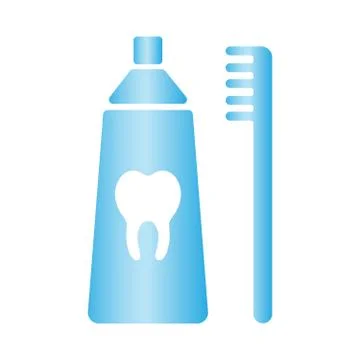 Toothbrush and toothpaste vector icon. Healthy clean tooth concept background Stock Illustration