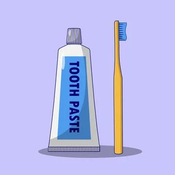 Toothbrush and Toothpaste Vector Icon Illustration. Oral Hygiene Vector. Fl.. Stock Illustration