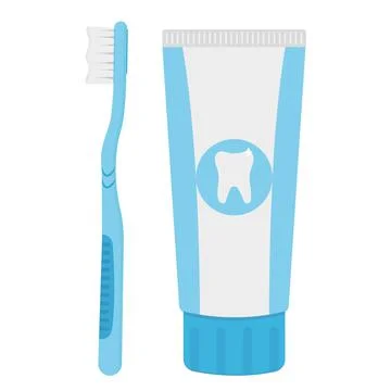 Toothbrush and toothpaste vector isolated illustration on a white background  Stock Illustration