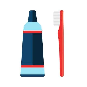 Toothbrush and toothpaste on white background. EPS 10 in trendy flat style Stock Illustration
