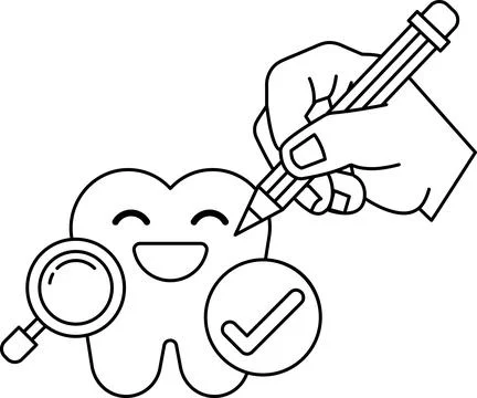 A toothbrush is being used to draw a smiley face on a tooth Stock Illustration