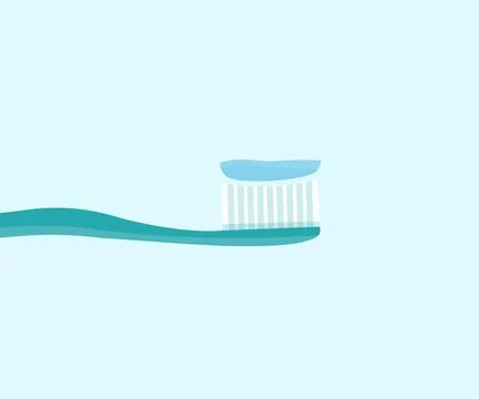 Toothbrush brush with toothpaste, teeth brushing logo design. Stock Illustration