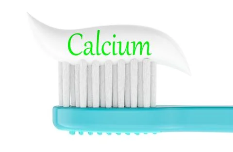 Toothbrush with calcium toothpaste. 3D rendering Stock Illustration