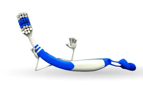 Toothbrush character with hello pose Stock Illustration