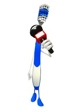 Toothbrush character with mike Stock Illustration