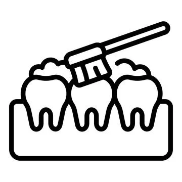 Toothbrush cleaning teeth with toothpaste, oral hygiene icon Stock Illustration