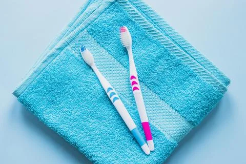 Toothbrush composition towel High resolution photo Stock Photos