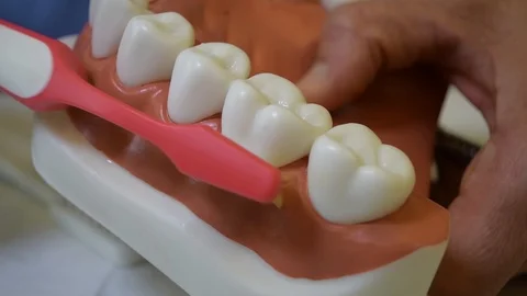 Toothbrush correct method for dental cleaning Stock Footage 128453499