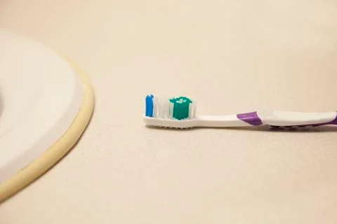Toothbrush by counter Stock Photos