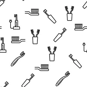 Toothbrush Equipment Vector Seamless Pattern Stock Illustration