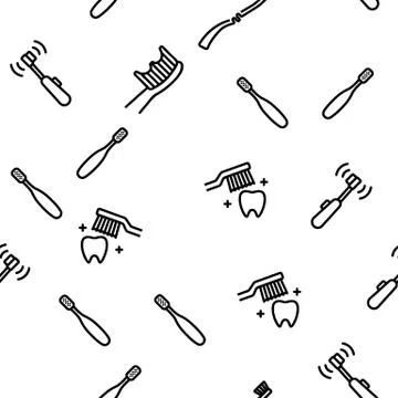 Toothbrush Equipment Vector Seamless Pattern Stock Illustration