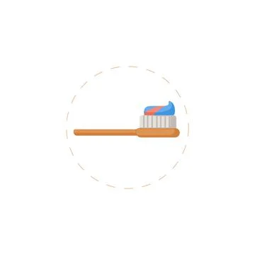 Toothbrush flat icon on white background Stock Illustration