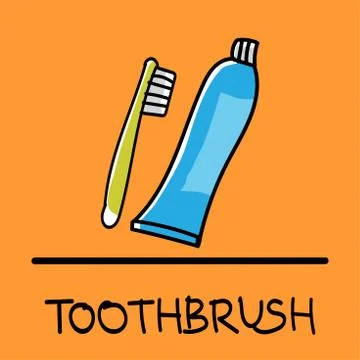 Toothbrush hand-drawn style. Stock Illustration