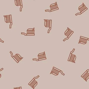 Toothbrush hygiene line vector seamless pattern Stock Illustration