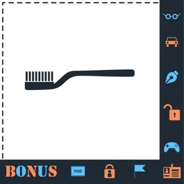 Toothbrush icon flat Stock Illustration