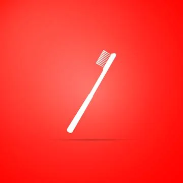 Toothbrush icon isolated on red background. Flat design. Vector Illustration Illustrazione stock