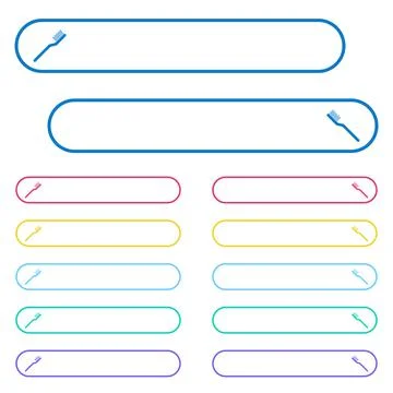 Toothbrush icons in rounded color ghost buttons 스톡 일러스트