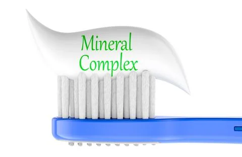 Toothbrush with mineral complex toothpaste. 3D rendering Stock Illustration