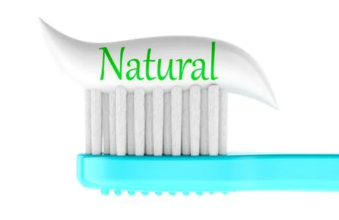 Toothbrush with natural toothpaste. 3D rendering Stock Illustration
