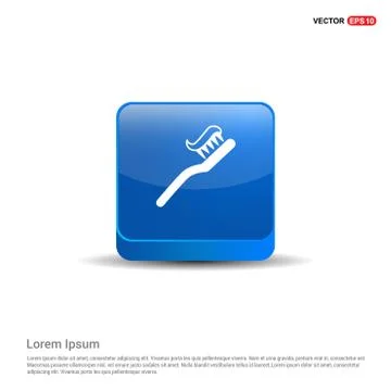 Toothbrush With Paste icon - 3d Blue Button Stock Illustration