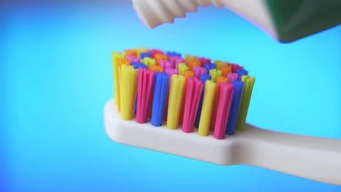 Toothbrush paste on toothbrush close up 库存影片 126904766