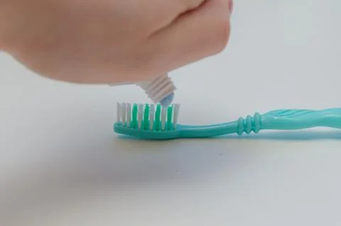 On the toothbrush smear toothpaste 写真素材
