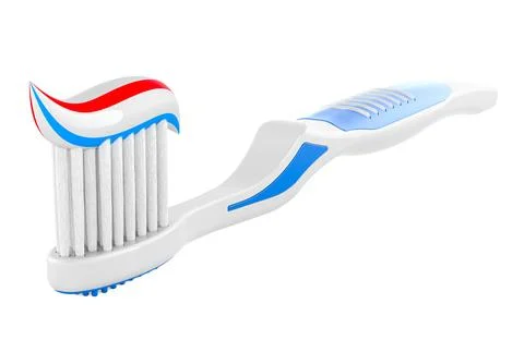 Toothbrush with toothpaste. 3D rendering Stock Illustration