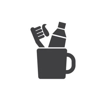 Toothbrush  toothpaste and cup Illustrazione stock