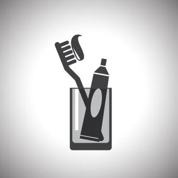 Toothbrush toothpaste and glass Stock Illustration