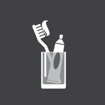 Toothbrush toothpaste and glass Stock Illustration