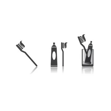 Toothbrush toothpaste and glass Stock Illustration