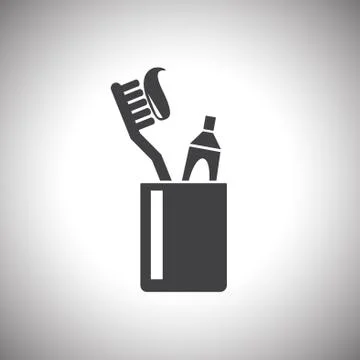Toothbrush toothpaste and glass Stock Illustration