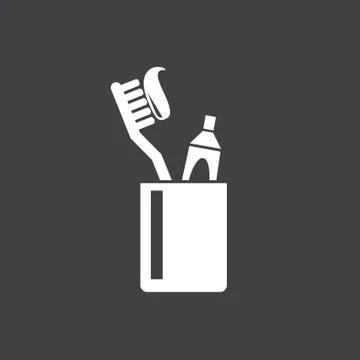 Toothbrush toothpaste and glass Stock Illustration